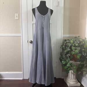 Easel Mineral Washed Stone-Gray Blue in Faded Denim Terry Palazzo